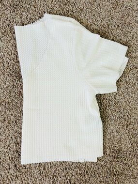 Crisp White Textured Short Sleeve Top